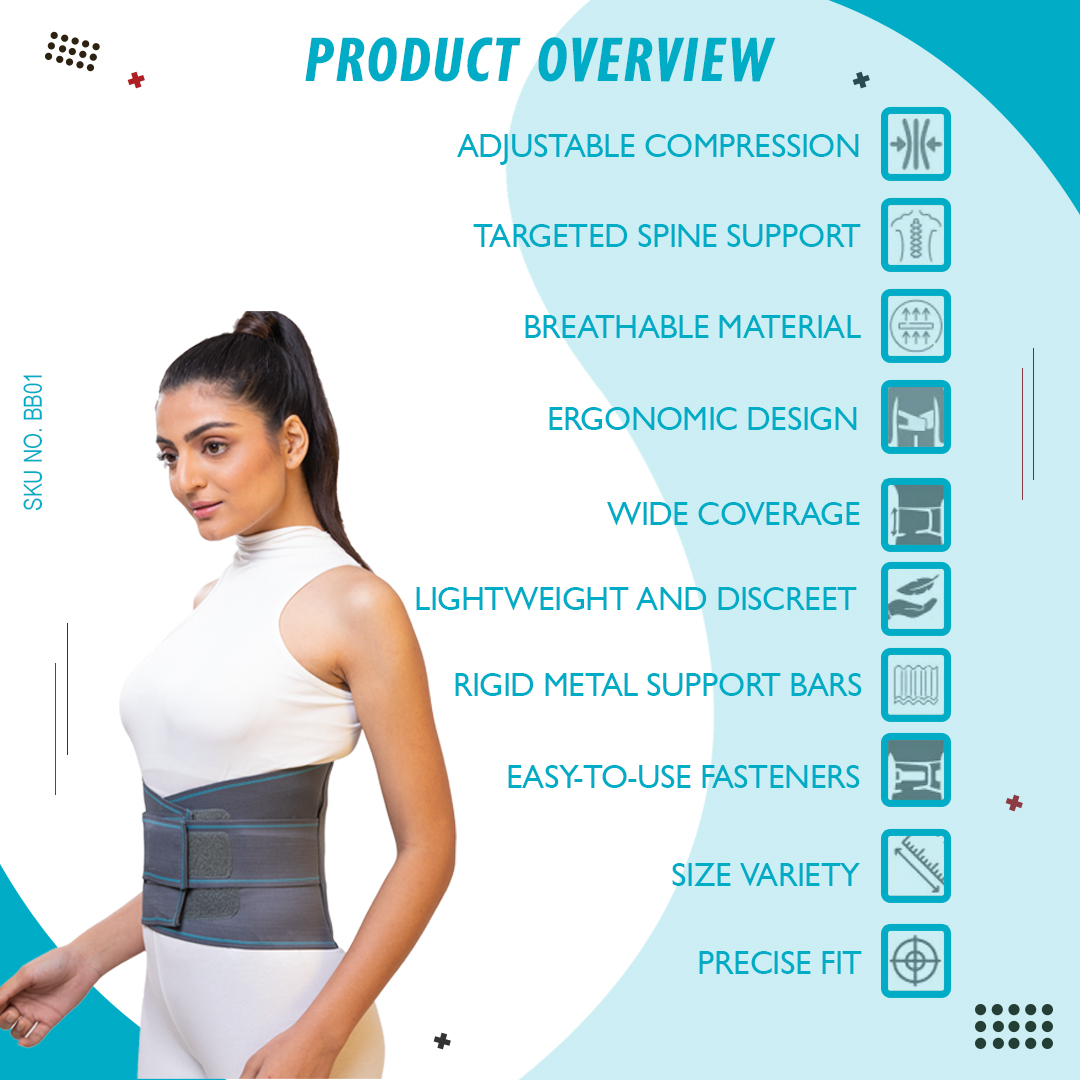 SKU:BB01 - Sacro Lumbar Belt Double Elastic Straps - Image 3