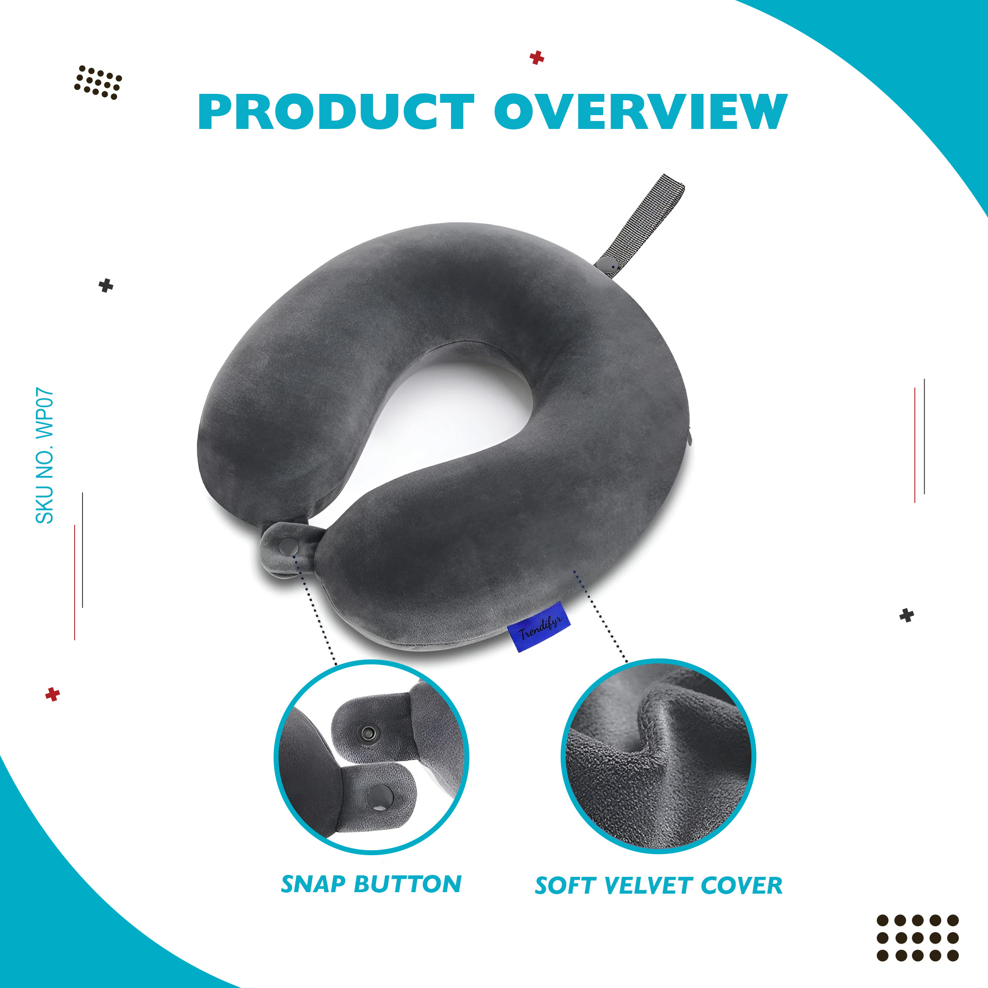 SKU:WP07 - Travel Neck Pillow - Memory Foam - Image 4