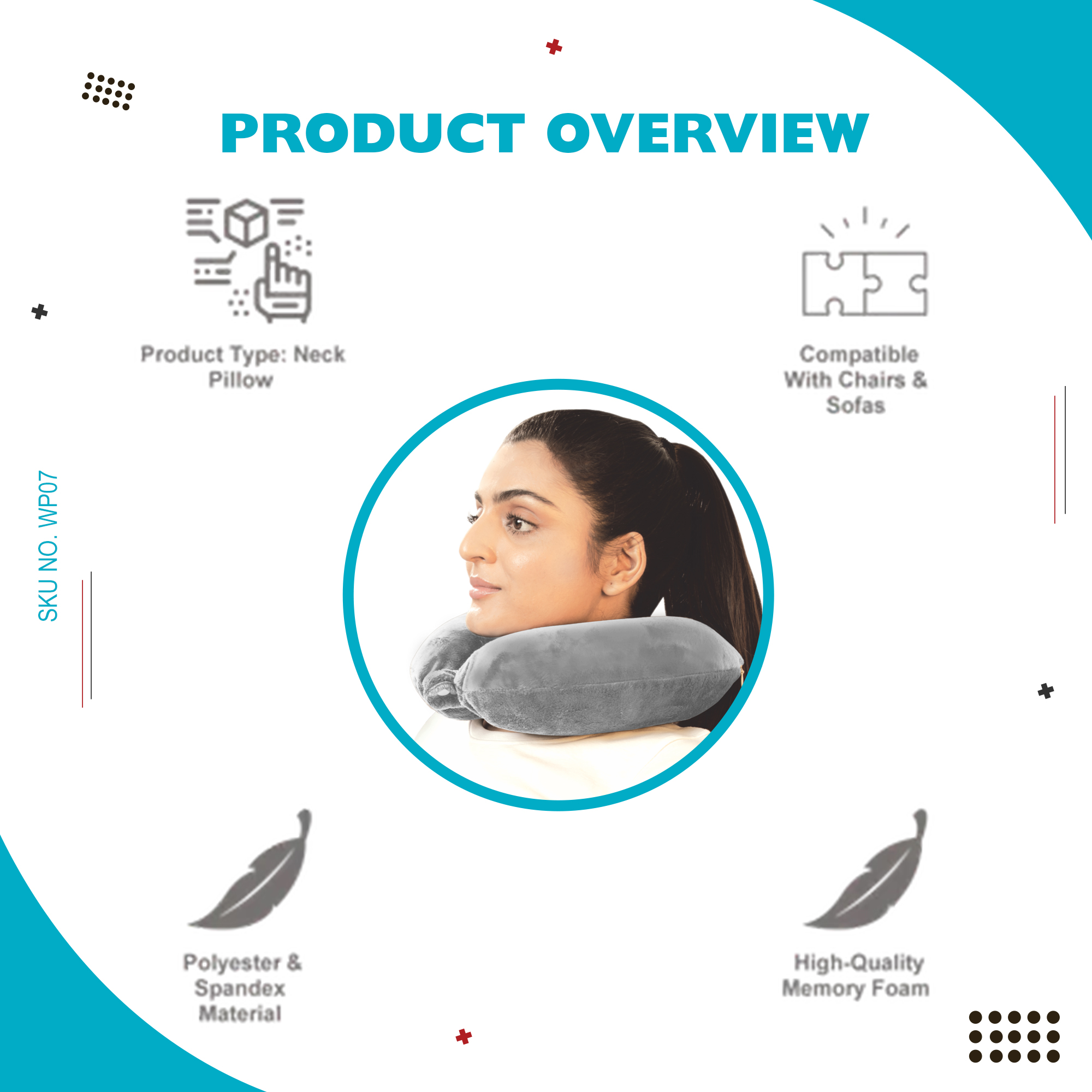 SKU:WP07 - Travel Neck Pillow - Memory Foam - Image 5